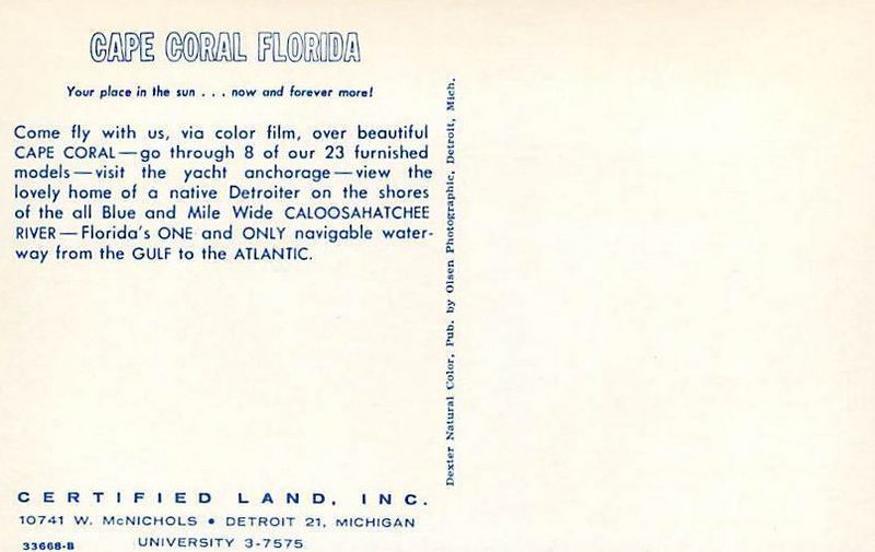 Certified Land Inc. - Vintage Postcard Back (newer photo)